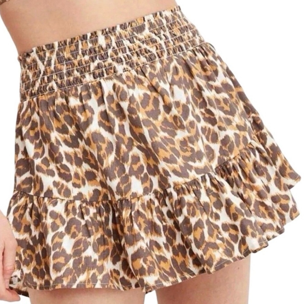 Aerie Leopard Brown and Cream Textured Skirt